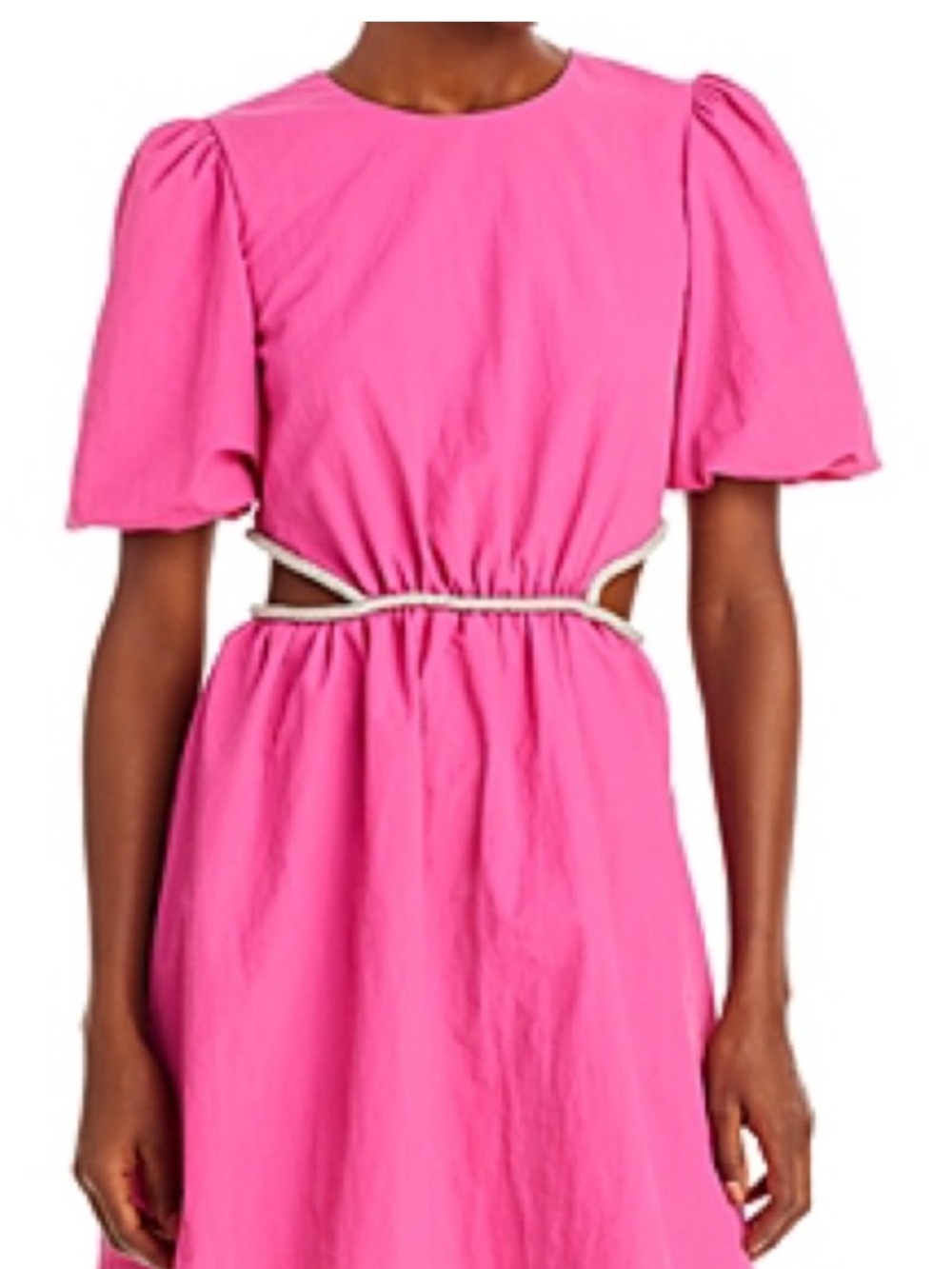 WAYF Pink Cutout Puff-Sleeve Mini Dress
